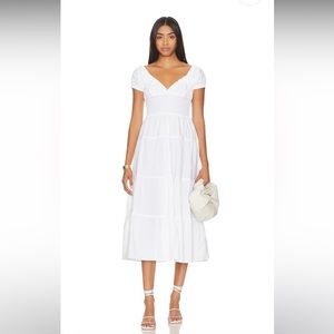 NWT - WeWoreWhat puff sleeve smocked midi dress white